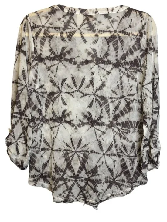 Chico's Blouse Women's Medium Lightweight Sheer Tie front Abstract Chicos 1 - Picture 2 of 3